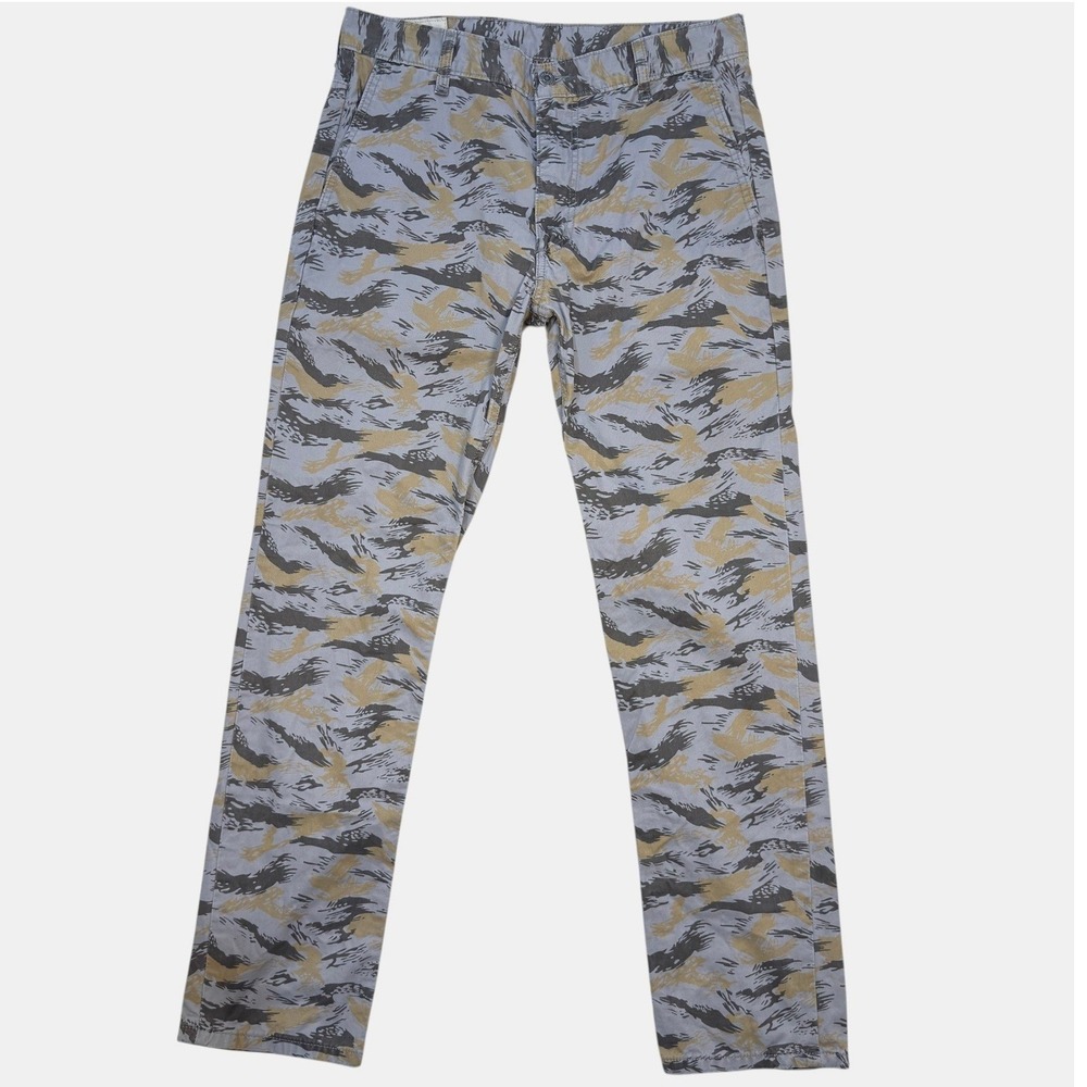 Levi's Tiger Stripe Camo Pants Women's 30 Slim Straight Chinos Grey Tan